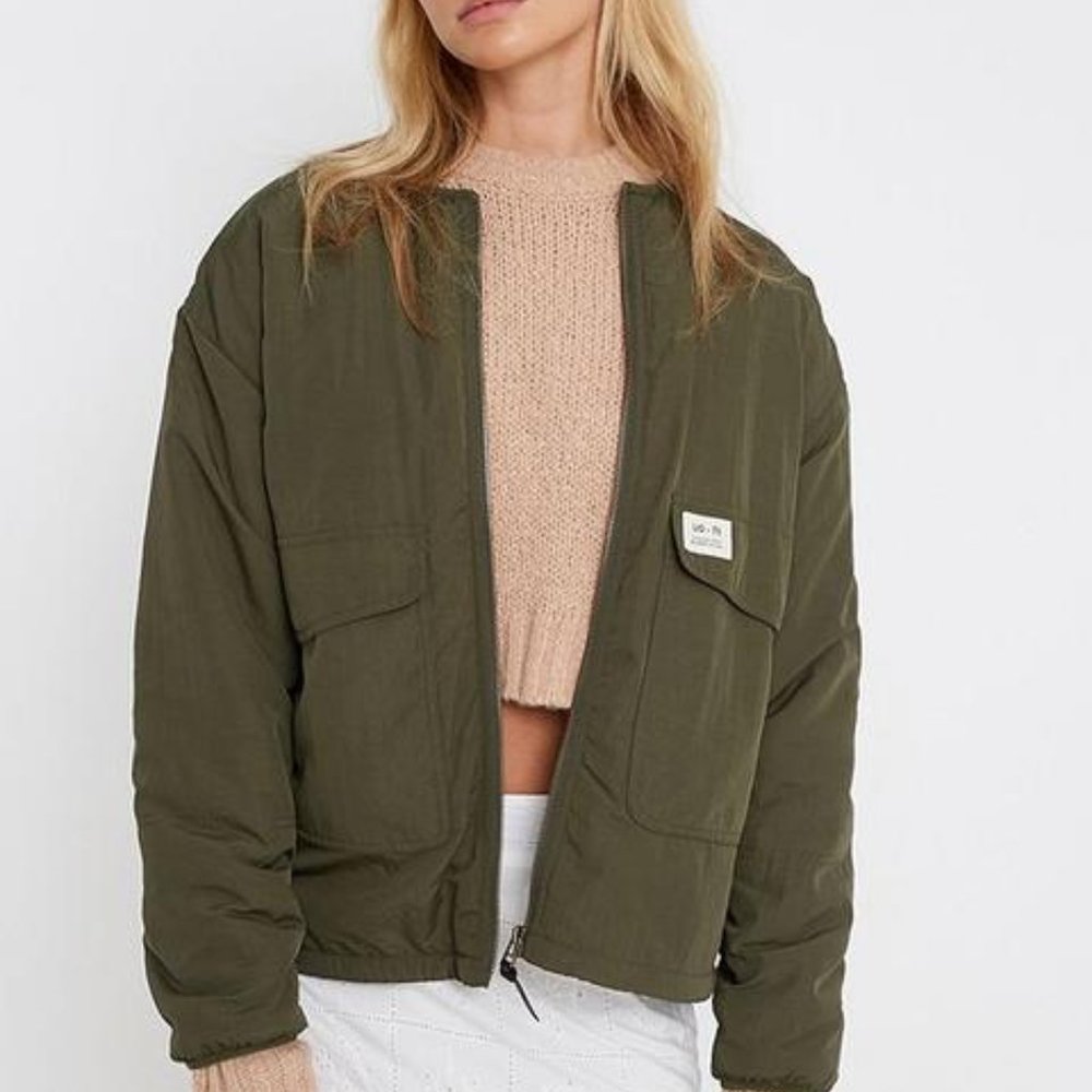 Urban Outfitters UO Borg Lined Khaki Liner Jacket